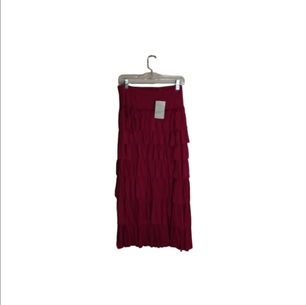 Soft Surroundings Women's PS Pink Ruffle Tiered Stretchy Maxi Skirt